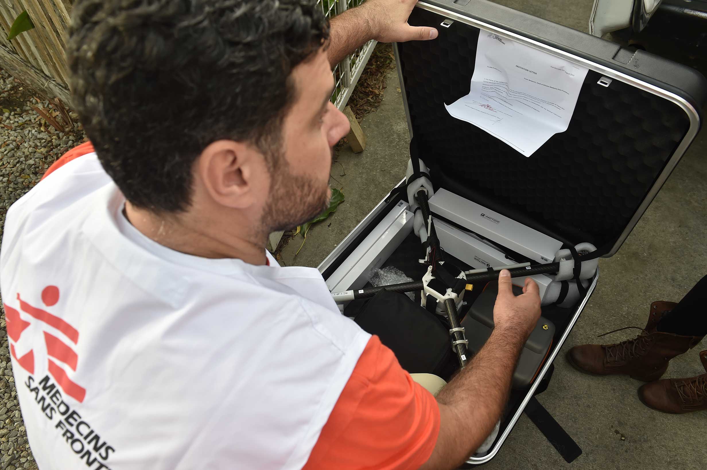 MSF employee performing field test